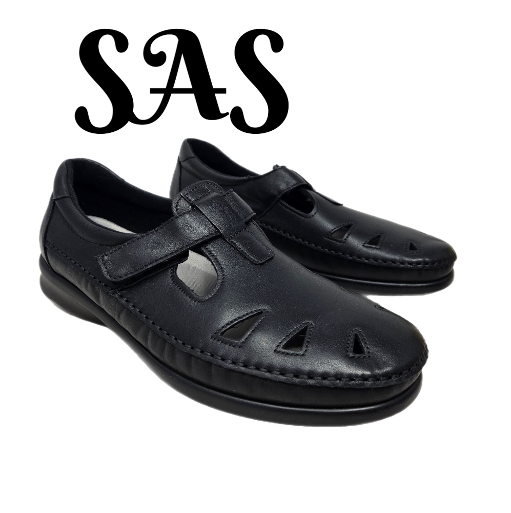 Sas Womens Sz 11M Roamer T-Strap Comfort Walking Loafer Casual Comfort Leather